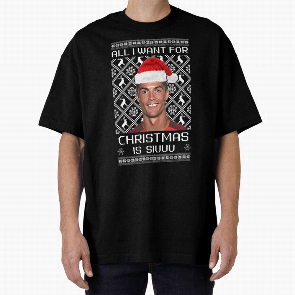 Cristiano Ronaldo Siuuu Christmas Oversized T-Shirt Build Match Day Hype around FIFA World Cup 2026 Group Stage, Cristiano Ronaldo, Haaland and CR7, Brazil, Portugal and Argentina, Soccer Culture, Superstar Moments, National Team Dreams and