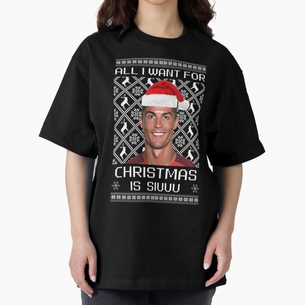 Cristiano Ronaldo Siuuu Christmas Oversized T-Shirt Build Match Day Hype around FIFA World Cup 2026 Group Stage, Cristiano Ronaldo, Haaland and CR7, Brazil, Portugal and Argentina, Soccer Culture, Superstar Moments, National Team Dreams and