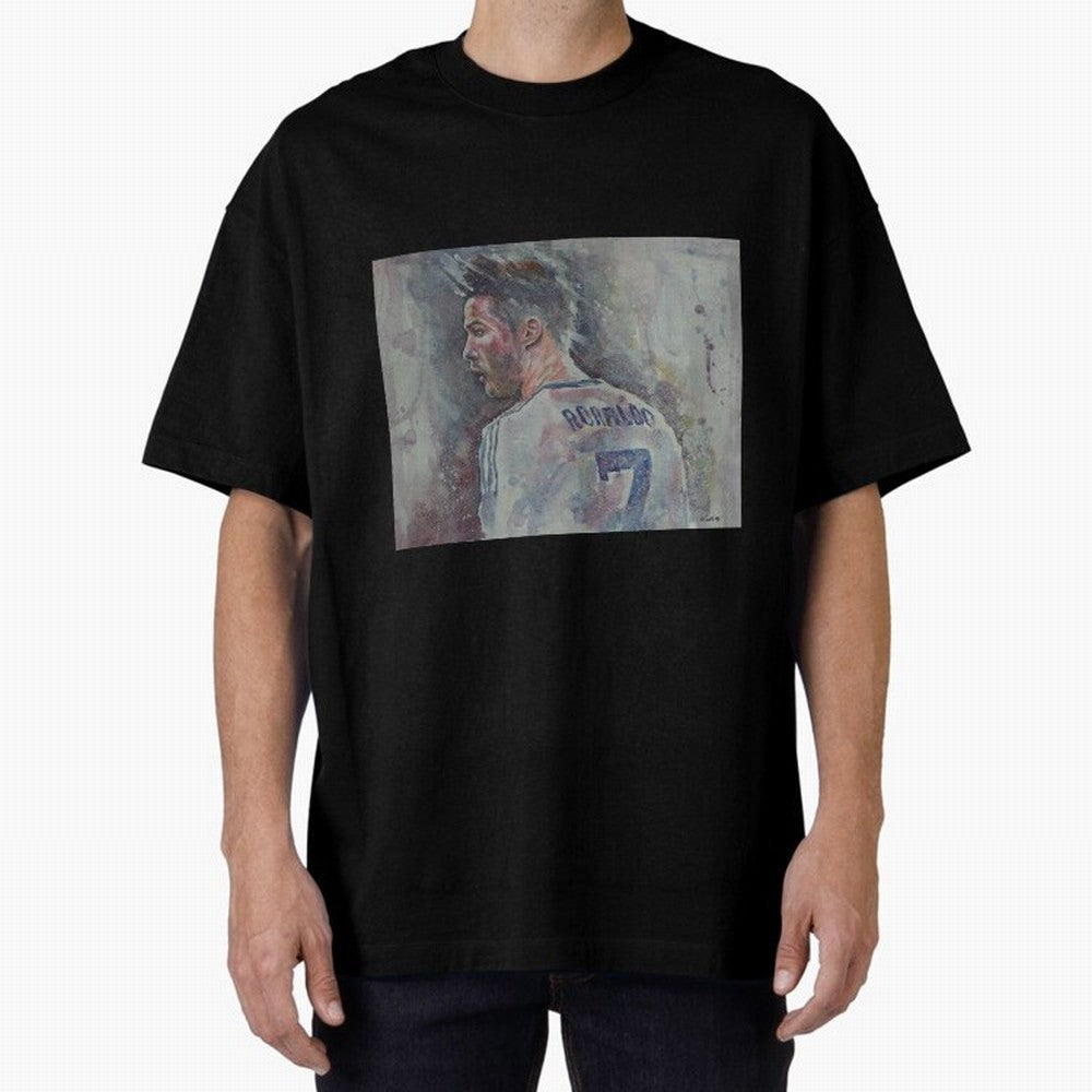 Cristiano Ronaldo - Portrait 1 Oversized T-Shirt Carry the Dream of FIFA World Cup 2026 Group Stage Capturing Haaland and Mbappe, Argentina Energy, Champion Mindset, Group Stage Buzz, Knockout Tension and Passionate Fan Culture; Ideal for Football