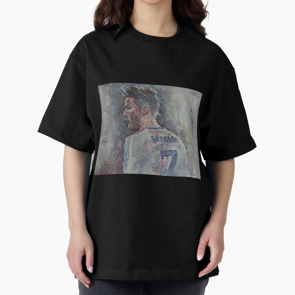 Cristiano Ronaldo - Portrait 1 Oversized T-Shirt Carry the Dream of FIFA World Cup 2026 Group Stage Capturing Haaland and Mbappe, Argentina Energy, Champion Mindset, Group Stage Buzz, Knockout Tension and Passionate Fan Culture; Ideal for Football