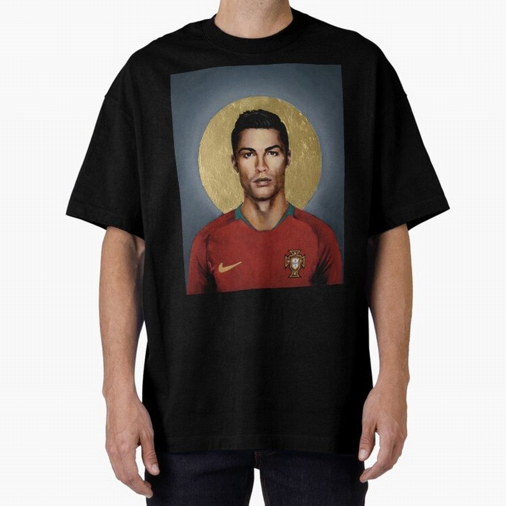 Cristiano Ronaldo CR7 Saint Portugal Football Legend Fan Art Oversized T-Shirt Bring Home FIFA World Cup 2026 Group Stage for Fans of Messi and Brazil, Bringing Game Day Rituals, Football Legends, Country Pride and the Road to the Final; Built for