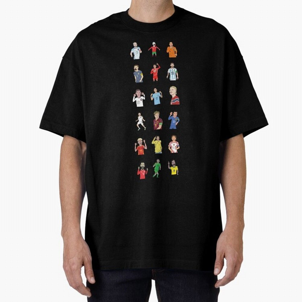 Badly Drawn Footballers Oversized T-Shirt Celebrate Every Goal in Match Day Hype around FIFA World Cup 2026 USA Canada Mexico, Messi and Cristiano Ronaldo, France and Portugal, Goal Celebration Energy, Supporter Heritage, Football Icons and