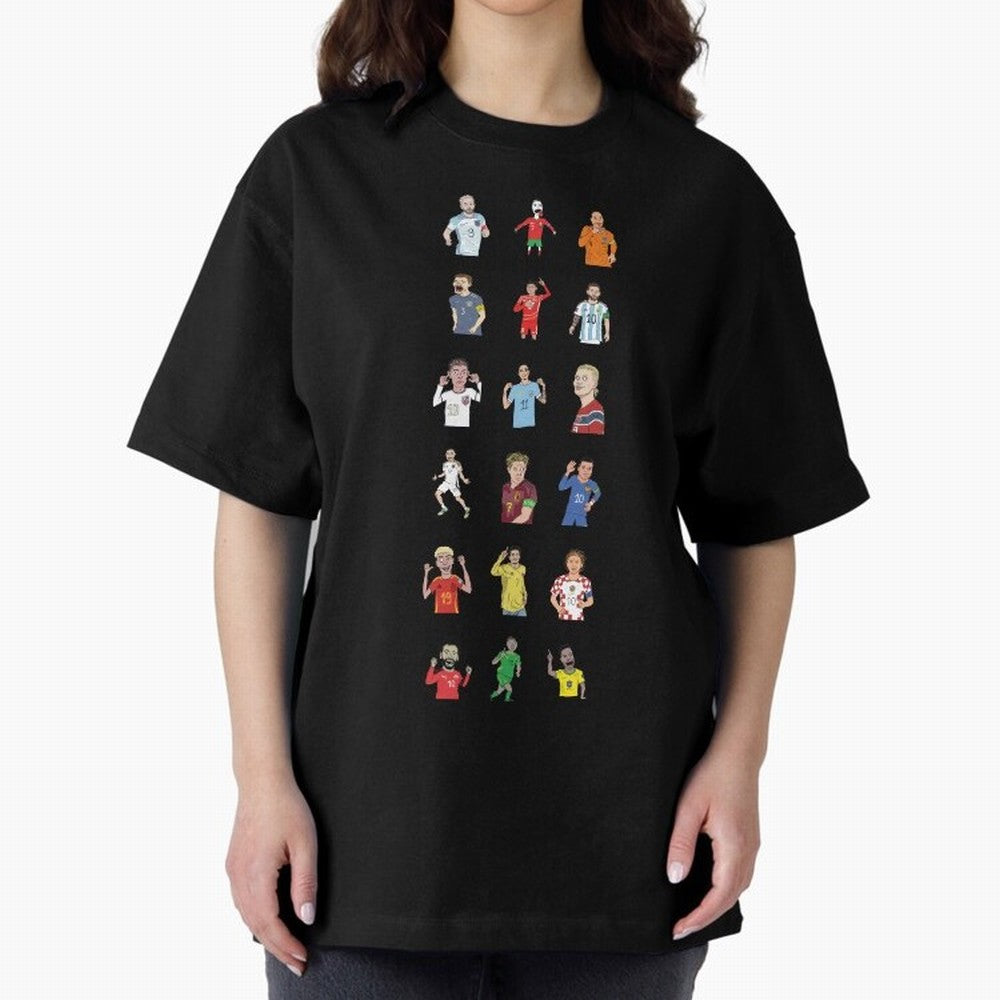 Badly Drawn Footballers Oversized T-Shirt Celebrate Every Goal in Match Day Hype around FIFA World Cup 2026 USA Canada Mexico, Messi and Cristiano Ronaldo, France and Portugal, Goal Celebration Energy, Supporter Heritage, Football Icons and