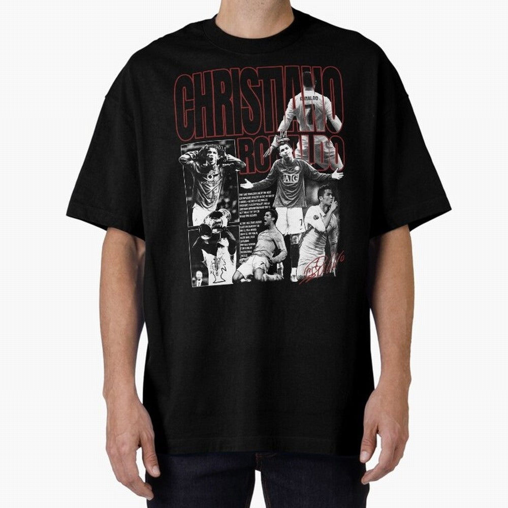 Cristiano Ronaldo Vintage Graphic Oversized T-Shirt Celebrate the Stars of Match Day Hype around FIFA World Cup 2026 Group Stage, Neymar, Haaland and Cristiano Ronaldo, Germany, Supporter Pride, Iconic Celebrations, Legendary Names and Global Match