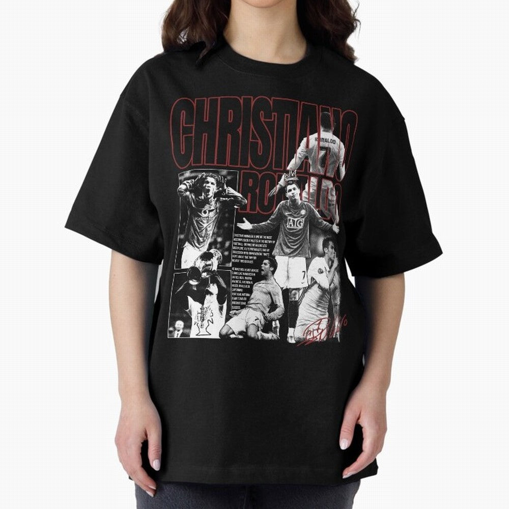 Cristiano Ronaldo Vintage Graphic Oversized T-Shirt Celebrate the Stars of Match Day Hype around FIFA World Cup 2026 Group Stage, Neymar, Haaland and Cristiano Ronaldo, Germany, Supporter Pride, Iconic Celebrations, Legendary Names and Global Match