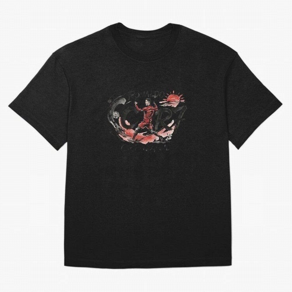 Cristiano Ronaldo CR7 Legend Japanese Ink Art Style Oversized T-Shirt Stand Proud for Global Football Passion for FIFA World Cup 2026, Built around Mbappe and Neymar, England and Germany, Sports Nostalgia, International Competition, Famous Players