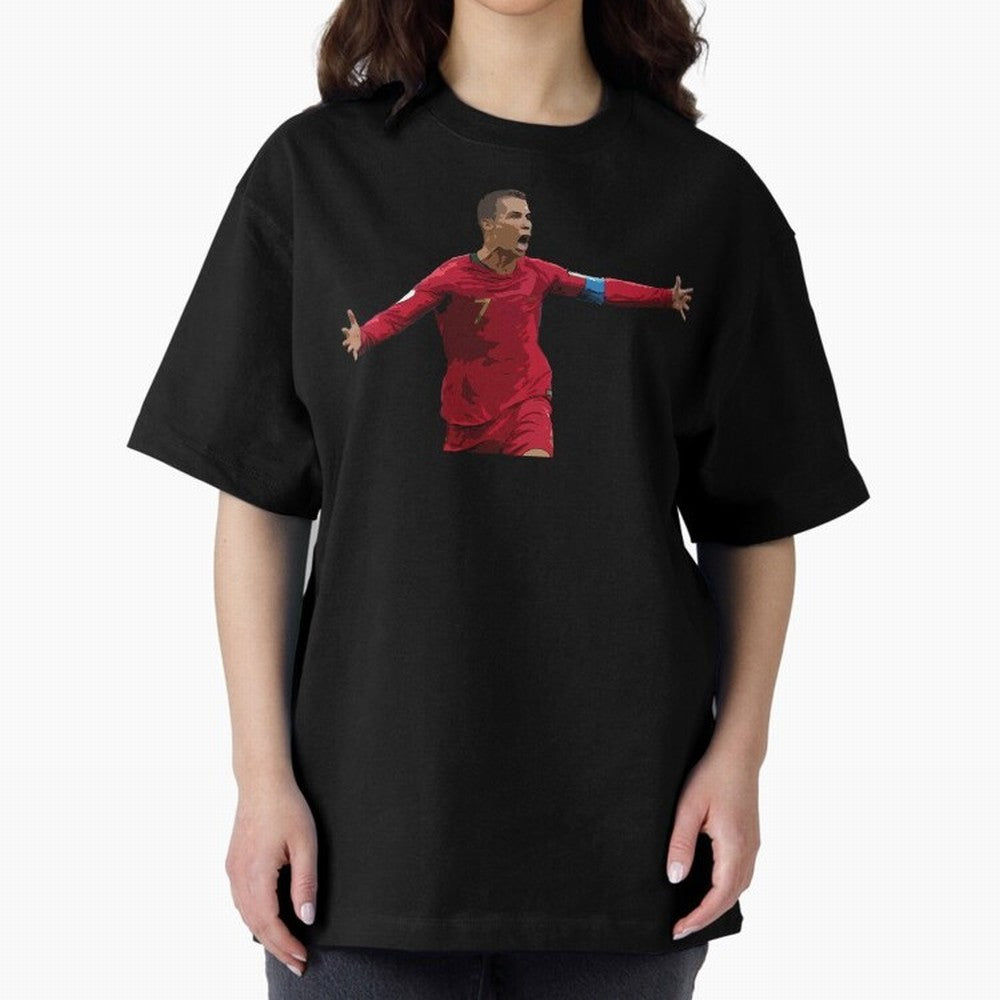Cristiano Ronaldo Oversized T-Shirt Fuel FIFA World Cup 2026 USA Canada Mexico Spirit, Celebrating Spain, Messi and Cristiano Ronaldo, Retro Football Energy, Iconic Rivalries, Trophy Chase Drama and Stadium Atmosphere; Great for Supporters Who Love