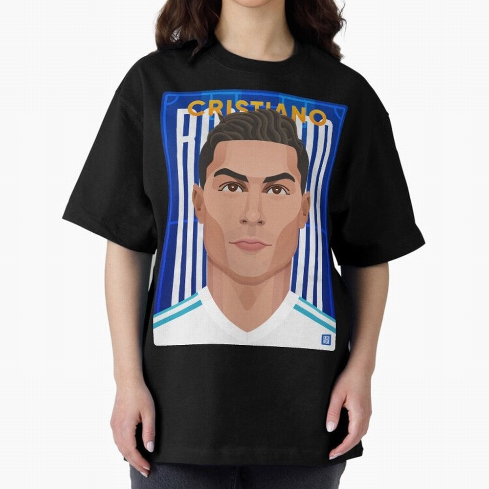 Cristiano Ronaldo (RM) | The Commander Oversized T-Shirt Celebrate Soccer Greatness during FIFA World Cup 2026 for Fans of Messi and Brazil, Bringing Retro Football Energy, Iconic Rivalries, Trophy Chase Drama and Stadium Atmosphere; Ideal for