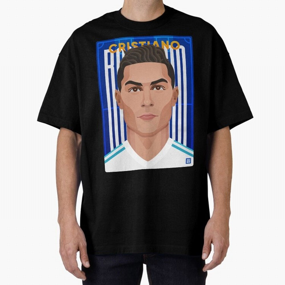 Cristiano Ronaldo (RM) | The Commander Oversized T-Shirt Celebrate Soccer Greatness during FIFA World Cup 2026 for Fans of Messi and Brazil, Bringing Retro Football Energy, Iconic Rivalries, Trophy Chase Drama and Stadium Atmosphere; Ideal for