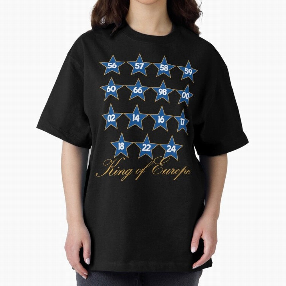 Real Madrid European Cups Oversized T-Shirt Feel International Energy from FIFA World Cup 2026 USA Canada Mexico Spirit, Celebrating Portugal, Neymar, Haaland and Cristiano Ronaldo, Supporter Pride, Iconic Celebrations, Legendary Names and Global