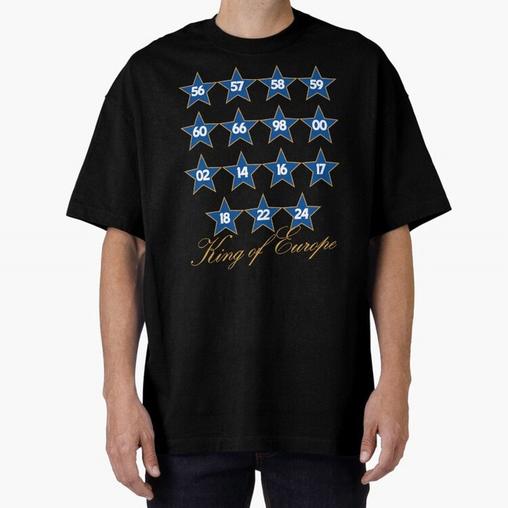 Real Madrid European Cups Oversized T-Shirt Feel International Energy from FIFA World Cup 2026 USA Canada Mexico Spirit, Celebrating Portugal, Neymar, Haaland and Cristiano Ronaldo, Supporter Pride, Iconic Celebrations, Legendary Names and Global