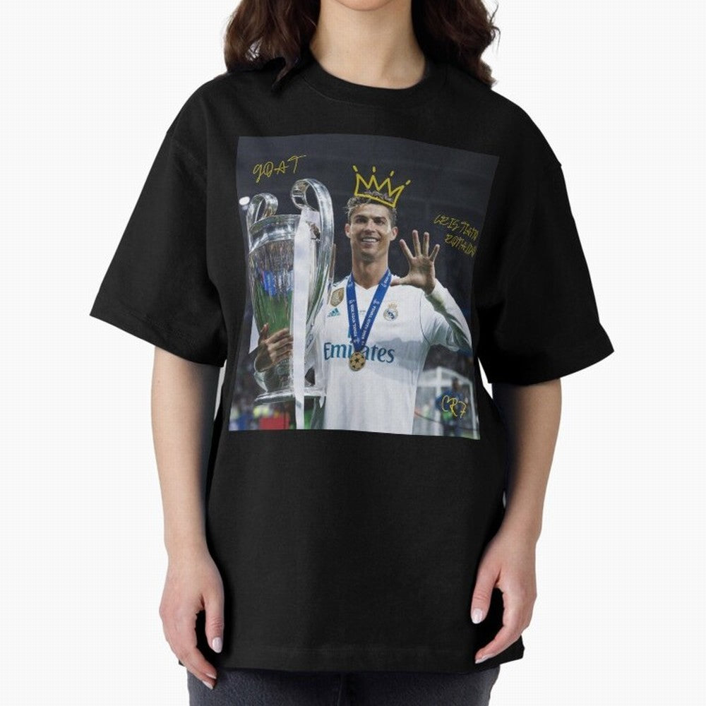 Cristiano Ronaldo- GOAT Oversized T-Shirt Bring Global Tournament Vibes to the FIFA World Cup 2026 Journey through Messi, CR7 and Mbappe Highlights, Portugal, Spain and Germany Pride, Champion Mindset, Group Stage Buzz, Knockout Tension and