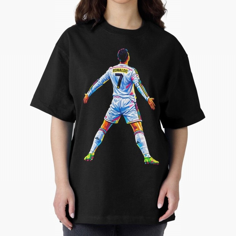 The GOAT Ronaldo Oversized T-Shirt Live for the Drama of Match Day Hype around FIFA World Cup 2026, Messi, Neymar and Mbappe, Brazil, Worldwide Fan Energy, Dramatic Goals, Stadium Lights and Championship Celebrations; Ideal for Fans Who Follow