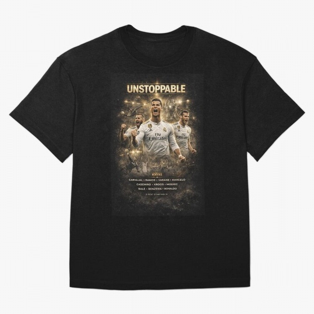 Unstoppable - Real Madrid Oversized T-Shirt Bring World Football Passion into Global Football Passion for FIFA World Cup 2026 Group Stage, Inspired by Mbappe, France and Portugal, Supporter Pride, Iconic Celebrations, Legendary Names and Global