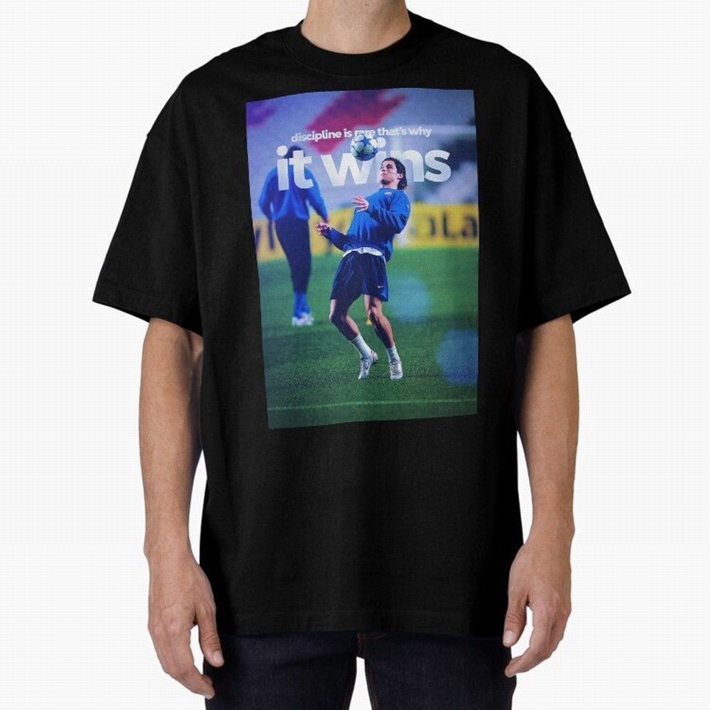 Cristiano Ronaldo - Discipline is rare that's why it wins Oversized T-Shirt Keep Football History Alive during Global Football Passion for FIFA World Cup 2026 USA Canada Mexico, Built around Messi and Cristiano Ronaldo, Brazil, Championship Spirit,