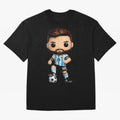 Lionel Messi Figurine Oversized T-Shirt Celebrate the Road through FIFA World Cup 2026 Group Stage Spirit, Centered on Portugal, Spain and Germany, Haaland, Goal Celebration Energy, Supporter Heritage, Football Icons and Worldwide Tournament Joy;