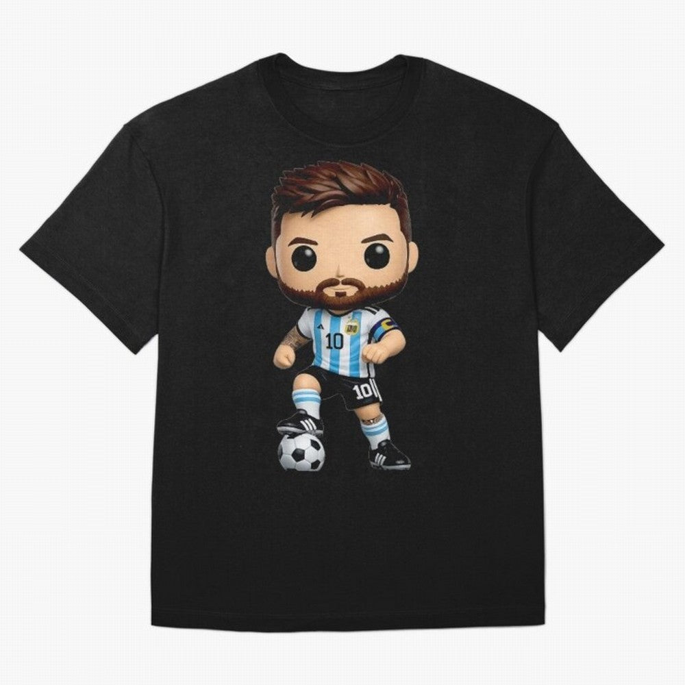 Lionel Messi Figurine Oversized T-Shirt Celebrate the Road through FIFA World Cup 2026 Group Stage Spirit, Centered on Portugal, Spain and Germany, Haaland, Goal Celebration Energy, Supporter Heritage, Football Icons and Worldwide Tournament Joy;