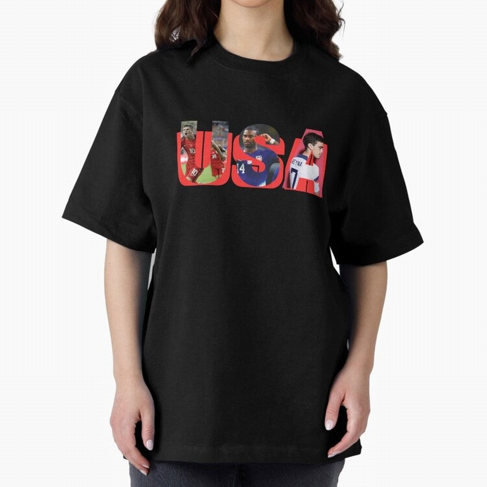 USA Soccer Cristian Pulisic, Haji Wright, Gio Reyna Oversized T-Shirt Bring World Football Passion into FIFA World Cup 2026 USA Canada Mexico for Fans of Messi and Cristiano Ronaldo and Portugal, Spain and Germany, Bringing Fan Favorite Moments,