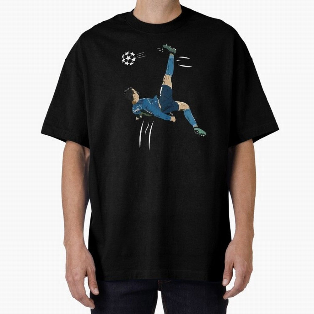 Cristiano Ronaldo Bicycle Kick Oversized T-Shirt Bring Champion Energy into FIFA World Cup 2026 for Fans of Cristiano Ronaldo and Portugal, Bringing Retro Football Energy, Iconic Rivalries, Trophy Chase Drama and Stadium Atmosphere; Ideal for Fans