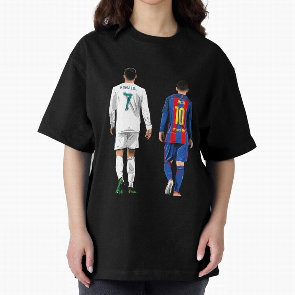 Cristiano Ronaldo And Messi Oversized T-Shirt Refresh FIFA World Cup 2026 Driven by Messi, Neymar and Mbappe, Germany Energy, Sports Nostalgia, International Competition, Famous Players and Unforgettable Victories; Created for Match Day Parties,