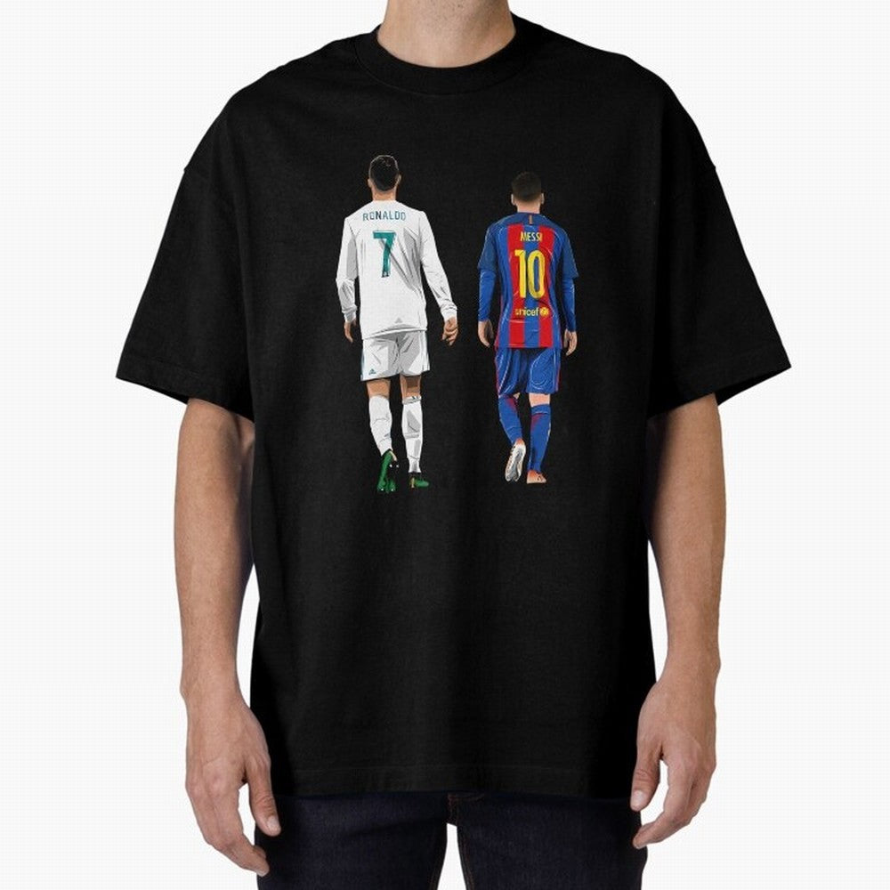 Cristiano Ronaldo And Messi Oversized T-Shirt Refresh FIFA World Cup 2026 Driven by Messi, Neymar and Mbappe, Germany Energy, Sports Nostalgia, International Competition, Famous Players and Unforgettable Victories; Created for Match Day Parties,