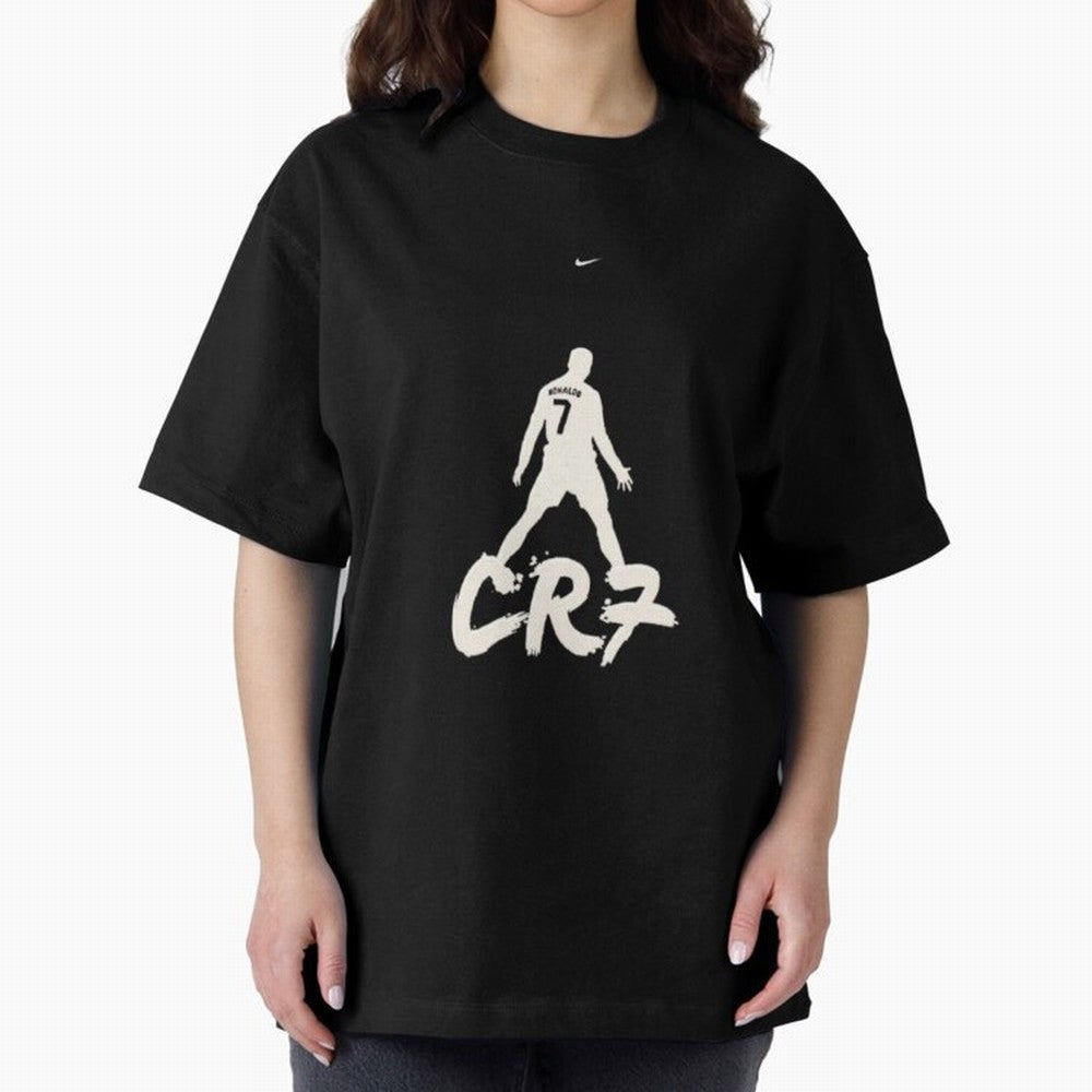 Cristiano Ronaldo CR7 Minimalist Silhouette Football Art Oversized T-Shirt Upgrade the FIFA World Cup 2026 Group Stage Journey through Messi Highlights, France and Portugal Pride, Classic Soccer Heritage, Championship Pressure, Fan Loyalty and