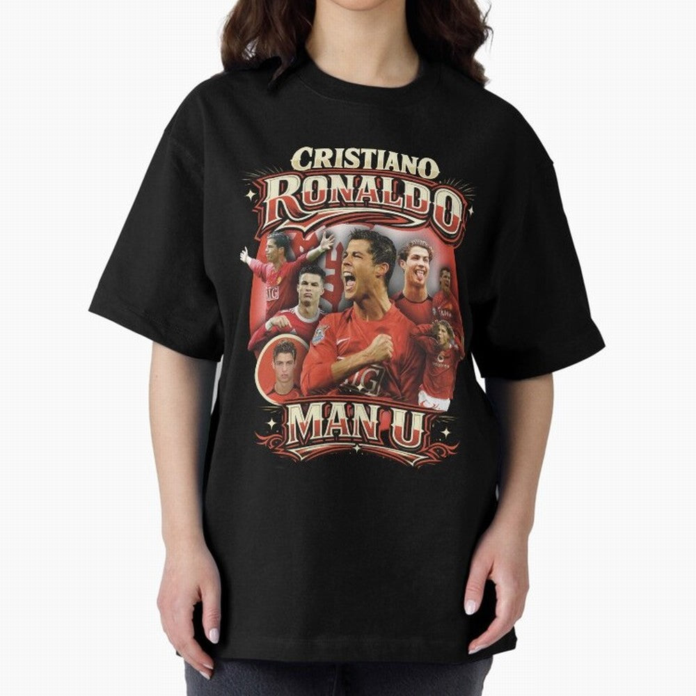 Cristiano Ronaldo Manchester United Oversized T-Shirt Embrace FIFA World Cup 2026 for Fans of Neymar, Haaland and Cristiano Ronaldo and Netherlands, Bringing Vintage Soccer Flavor, Modern Football Stars, National Flags and Final Night Emotion;