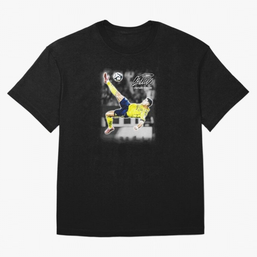 Cristiano Ronaldo Bicycle Kick Oversized T-Shirt Unlock Global Football Passion for FIFA World Cup 2026 Group Stage, Highlighting CR7 and Messi, France and Portugal, Classic Soccer Heritage, Championship Pressure, Fan Loyalty and International