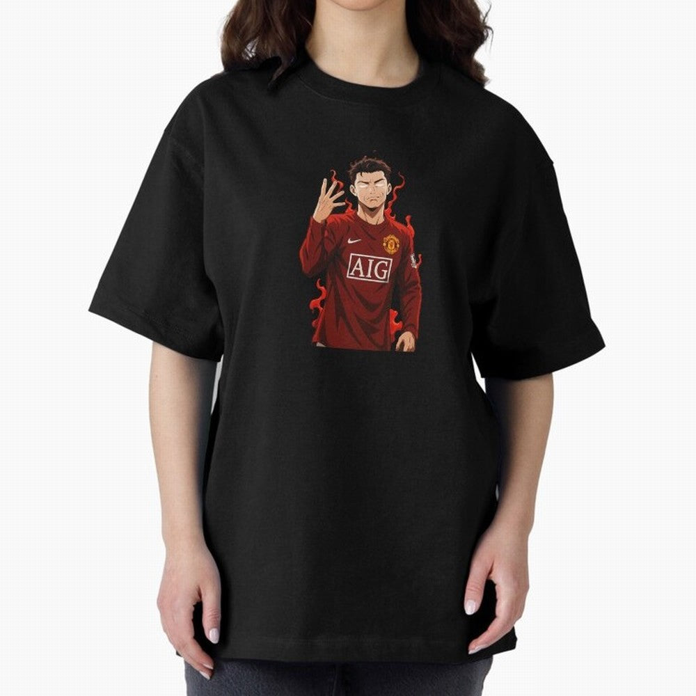 Cristiano Ronaldo Anime Art Blue Lock Inspired Football Legend Oversized T-Shirt Celebrate the Road through Match Day Hype around FIFA World Cup 2026, CR7, Spain and Netherlands, Stadium Chants, National Pride, Trophy Dreams and Unforgettable