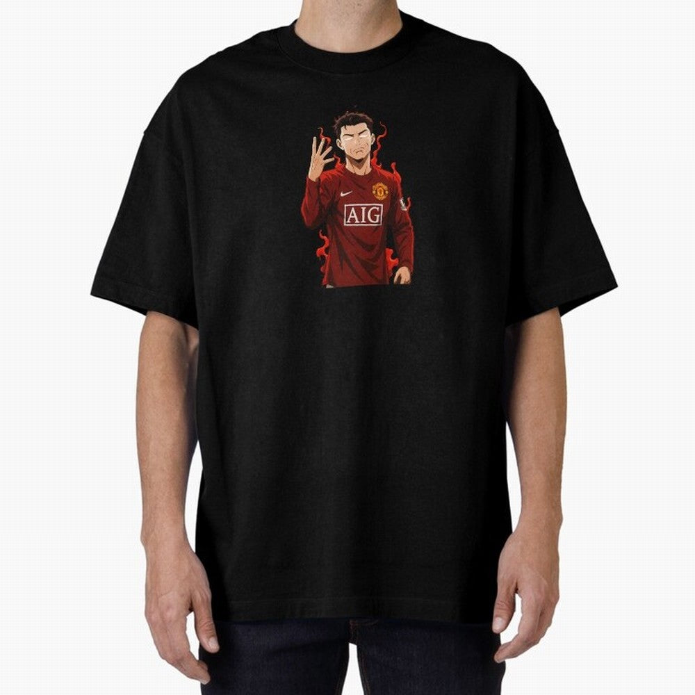 Cristiano Ronaldo Anime Art Blue Lock Inspired Football Legend Oversized T-Shirt Celebrate the Road through Match Day Hype around FIFA World Cup 2026, CR7, Spain and Netherlands, Stadium Chants, National Pride, Trophy Dreams and Unforgettable