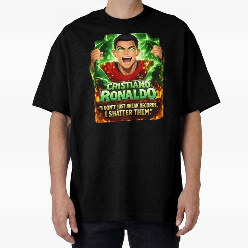 Cristiano Ronaldo Power Art Poster ¨C Legendary Football Motivation Design Oversized T-Shirt Join the Countdown to Global Football Passion for FIFA World Cup 2026 USA Canada Mexico, with Messi, Spain, Champion Mindset, Group Stage Buzz, Knockout