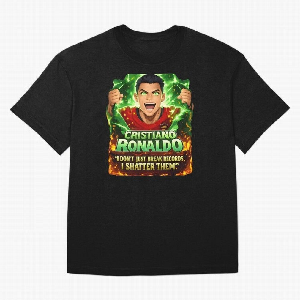 Cristiano Ronaldo Power Art Poster ¨C Legendary Football Motivation Design Oversized T-Shirt Join the Countdown to Global Football Passion for FIFA World Cup 2026 USA Canada Mexico, with Messi, Spain, Champion Mindset, Group Stage Buzz, Knockout