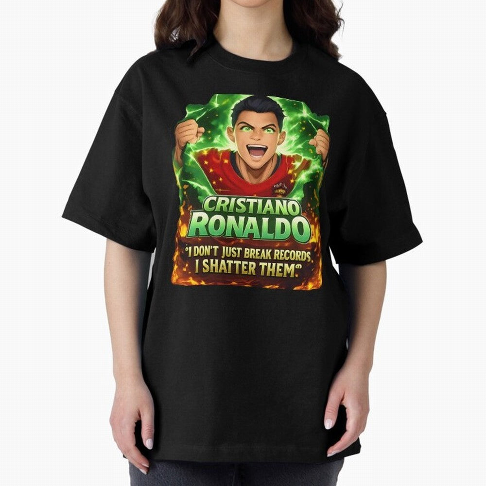 Cristiano Ronaldo Power Art Poster ¨C Legendary Football Motivation Design Oversized T-Shirt Join the Countdown to Global Football Passion for FIFA World Cup 2026 USA Canada Mexico, with Messi, Spain, Champion Mindset, Group Stage Buzz, Knockout