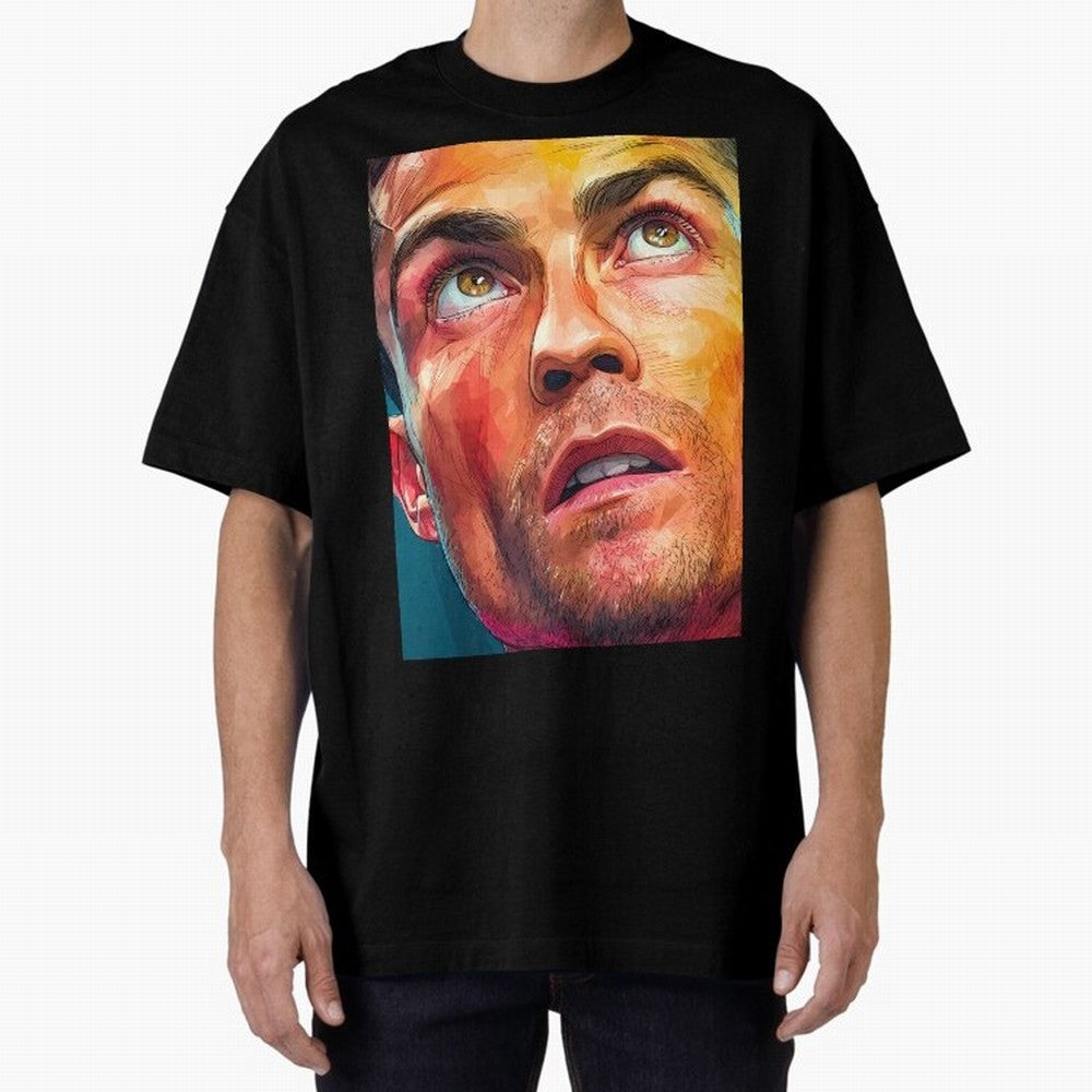 Cristiano Ronaldo Football Soccer Player Intense Color Portrait Oversized T-Shirt Stand Proud for Match Day Hype around FIFA World Cup 2026, Neymar, Haaland and Cristiano Ronaldo, France, Football History, Final Match Energy, Crowd Noise and Once