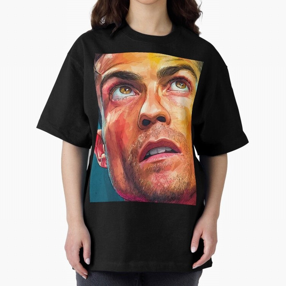 Cristiano Ronaldo Football Soccer Player Intense Color Portrait Oversized T-Shirt Stand Proud for Match Day Hype around FIFA World Cup 2026, Neymar, Haaland and Cristiano Ronaldo, France, Football History, Final Match Energy, Crowd Noise and Once