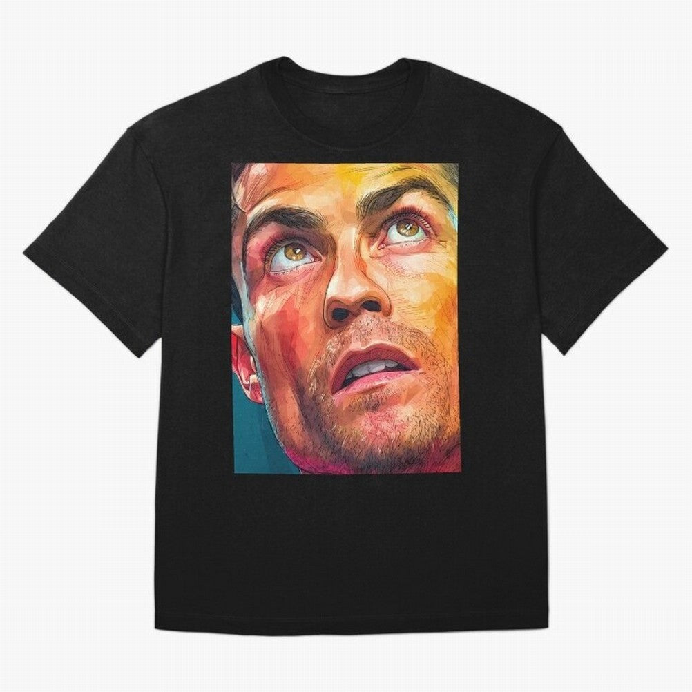 Cristiano Ronaldo Football Soccer Player Intense Color Portrait Oversized T-Shirt Stand Proud for Match Day Hype around FIFA World Cup 2026, Neymar, Haaland and Cristiano Ronaldo, France, Football History, Final Match Energy, Crowd Noise and Once