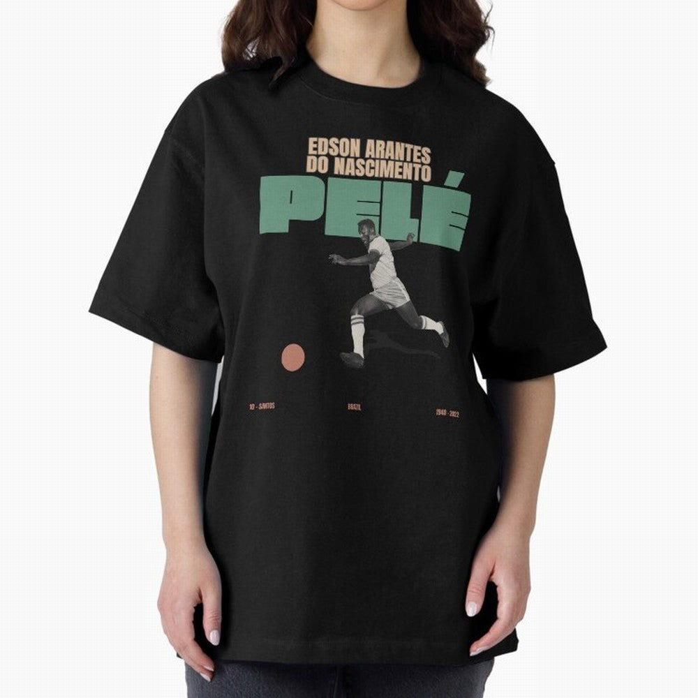Pele Minimalist Oversized T-Shirt Celebrate Unforgettable Nights in the FIFA World Cup 2026 USA Canada Mexico Journey through CR7 Highlights, Brazil Pride, Global Supporter Spirit, Legendary Goals, National Colors and Tournament Celebration;