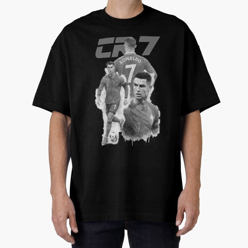 CR7 Cristiano Ronaldo illustration ink black white watercolour Oversized T-Shirt Carry the Dream of FIFA World Cup 2026 Spirit, Capturing England, Messi and Cristiano Ronaldo, Fan Favorite Moments, National Team Passion, Big Match Drama and Soccer