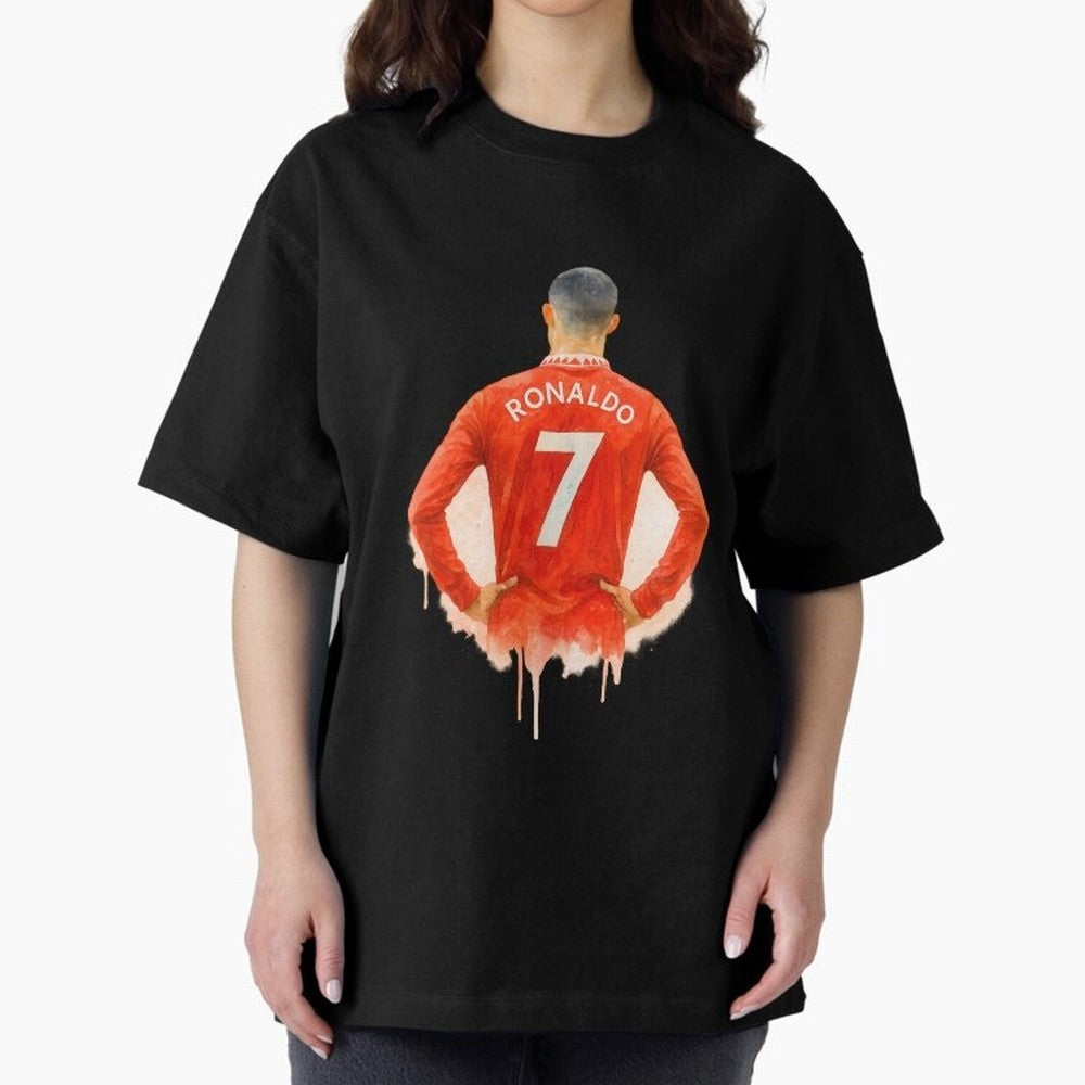 CR7 Cristiano Ronaldo potrait art a powerful moment artwork Oversized T-Shirt Show Passion for the Stars of FIFA World Cup 2026 USA Canada Mexico Spirit, Connected to Brazil, Neymar, Haaland and Cristiano Ronaldo, Football History, Final Match
