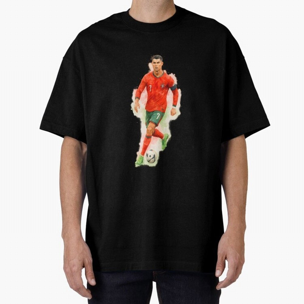 CR7 Cristiano Ronaldo a powerful moment artwork Oversized T-Shirt Enjoy the Biggest Football Party of FIFA World Cup 2026 USA Canada Mexico for Fans of Mbappe and Neymar and England, France and Netherlands, Bringing Game Day Rituals, Football