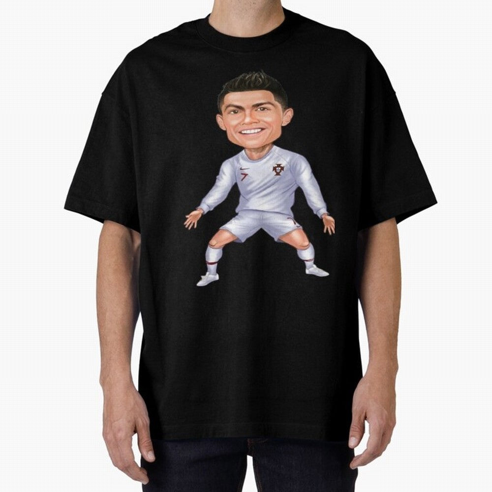Cristiano Ronaldo Cartoon Oversized T-Shirt Turn Up for Global Football Passion for FIFA World Cup 2026 USA Canada Mexico, Connected to Messi, England, France and Netherlands, Tournament Hype, Historic Matchups, Family Viewing Parties and Global