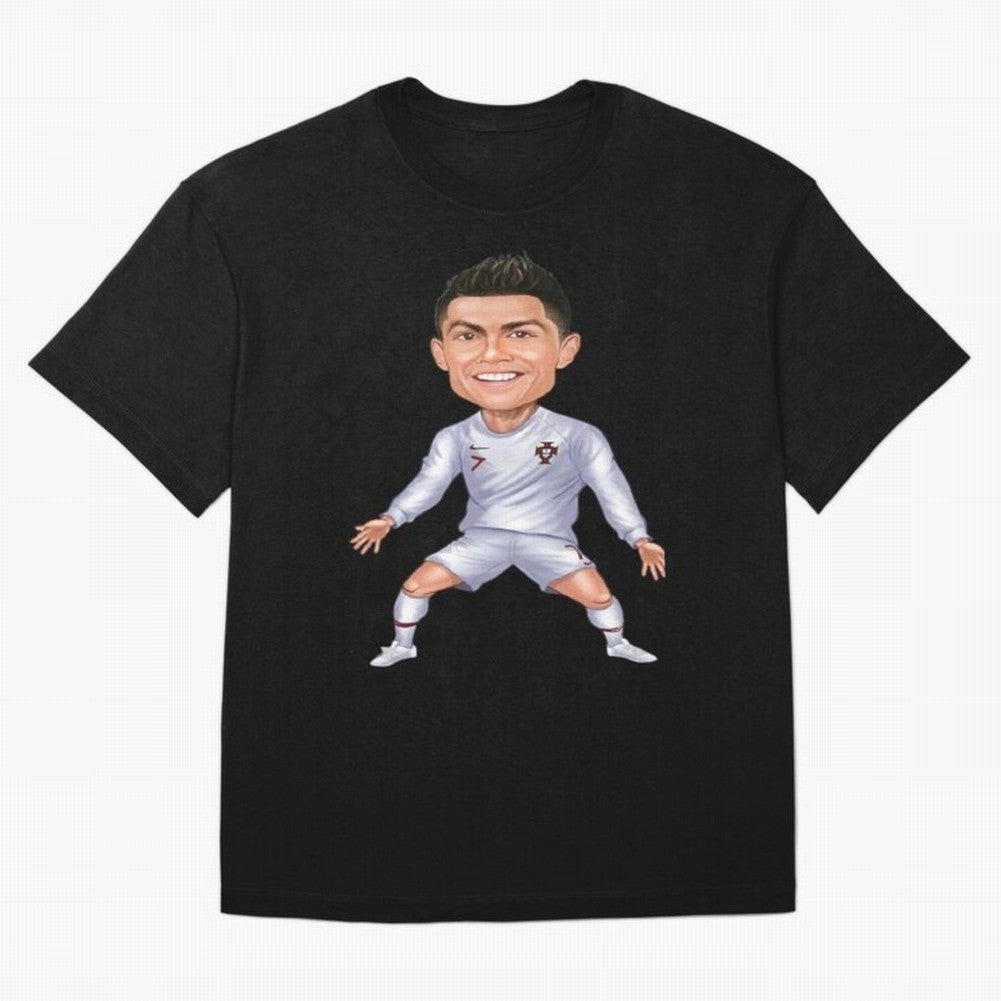 Cristiano Ronaldo Cartoon Oversized T-Shirt Turn Up for Global Football Passion for FIFA World Cup 2026 USA Canada Mexico, Connected to Messi, England, France and Netherlands, Tournament Hype, Historic Matchups, Family Viewing Parties and Global