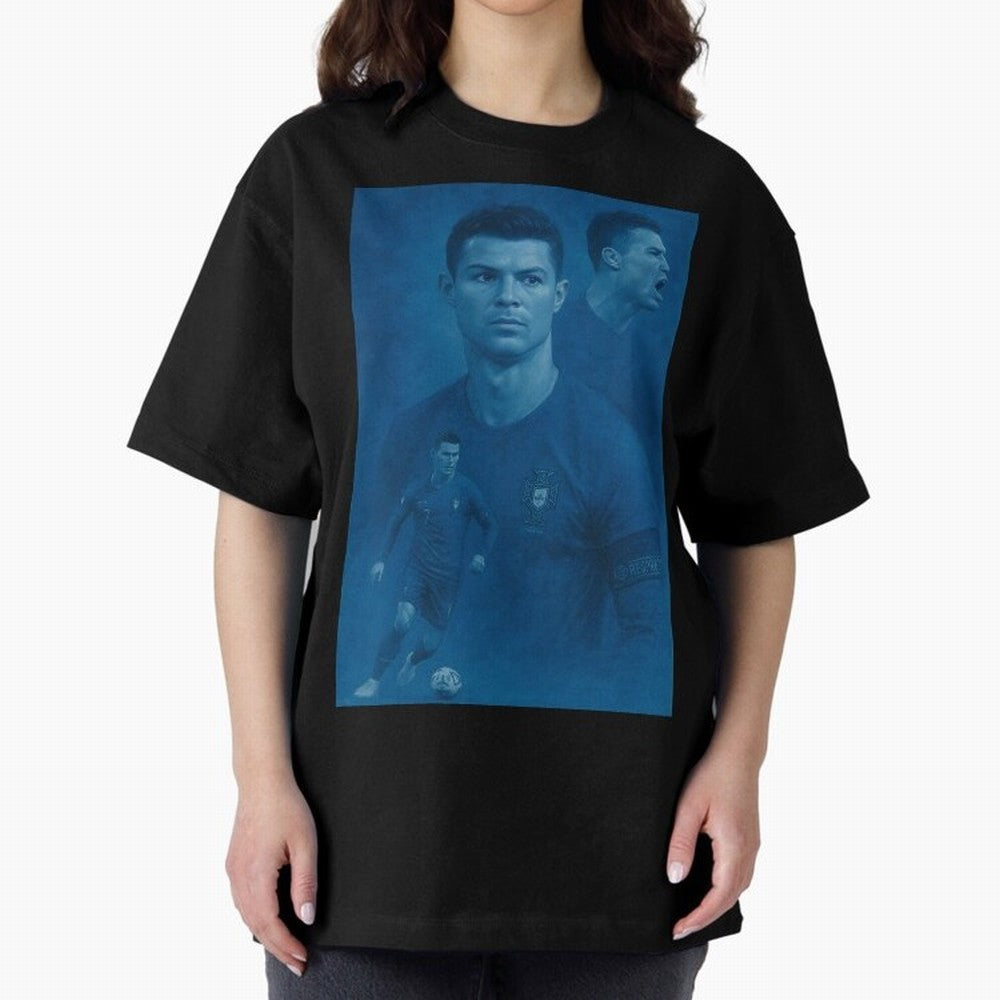 Blue Soccer Oversized T-Shirt Honor Football Greatness during Match Day Hype around FIFA World Cup 2026 Group Stage, CR7, England, France and Netherlands, Worldwide Fan Energy, Dramatic Goals, Stadium Lights and Championship Celebrations; Perfect