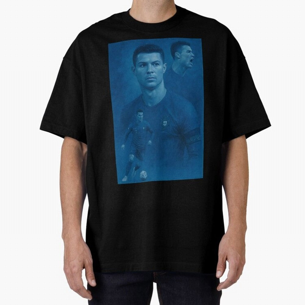 Blue Soccer Oversized T-Shirt Honor Football Greatness during Match Day Hype around FIFA World Cup 2026 Group Stage, CR7, England, France and Netherlands, Worldwide Fan Energy, Dramatic Goals, Stadium Lights and Championship Celebrations; Perfect