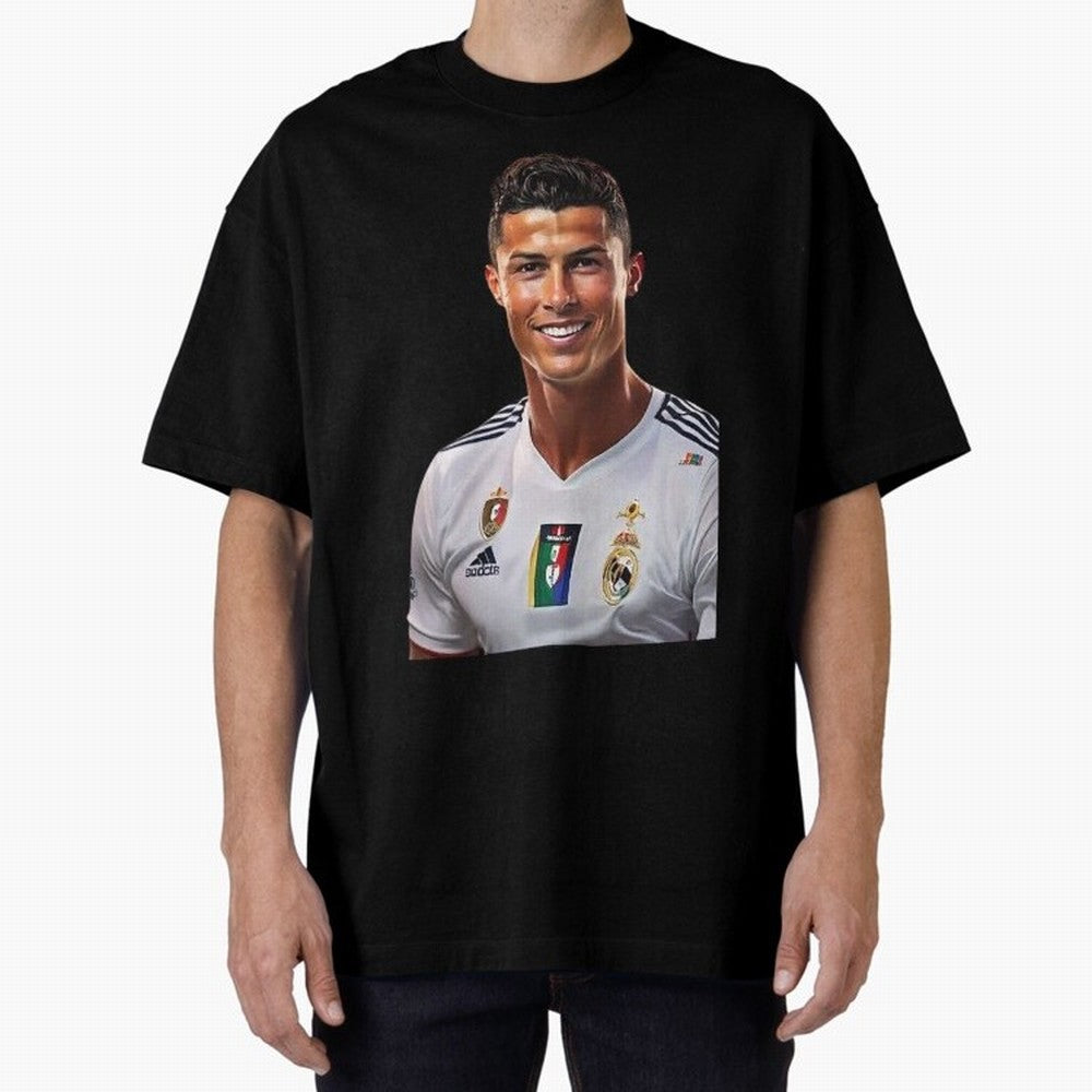 smiling Cristiano Ronaldo Oversized T-Shirt Experience the FIFA World Cup 2026 Group Stage Journey through Messi, Neymar and Mbappe Highlights, Netherlands Pride, Global Supporter Spirit, Legendary Goals, National Colors and Tournament Celebration;