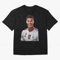 smiling Cristiano Ronaldo Oversized T-Shirt Experience the FIFA World Cup 2026 Group Stage Journey through Messi, Neymar and Mbappe Highlights, Netherlands Pride, Global Supporter Spirit, Legendary Goals, National Colors and Tournament Celebration;