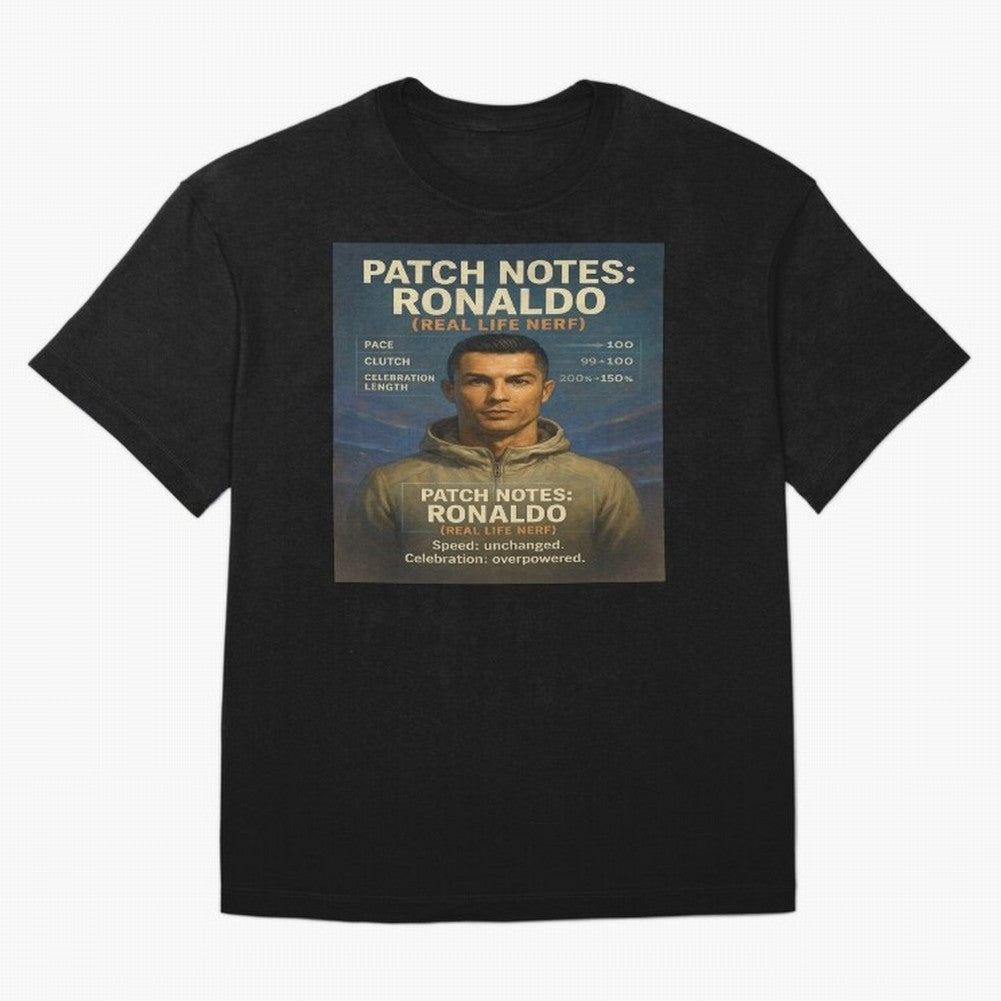 Patch Notes Cristiano Ronaldo ¡ª Real Life Nerf Football Gamer Oversized T-Shirt Live for the Drama of FIFA World Cup 2026 USA Canada Mexico for Fans of Mbappe and Neymar and England and Germany, Bringing Soccer Culture, Superstar Moments, National