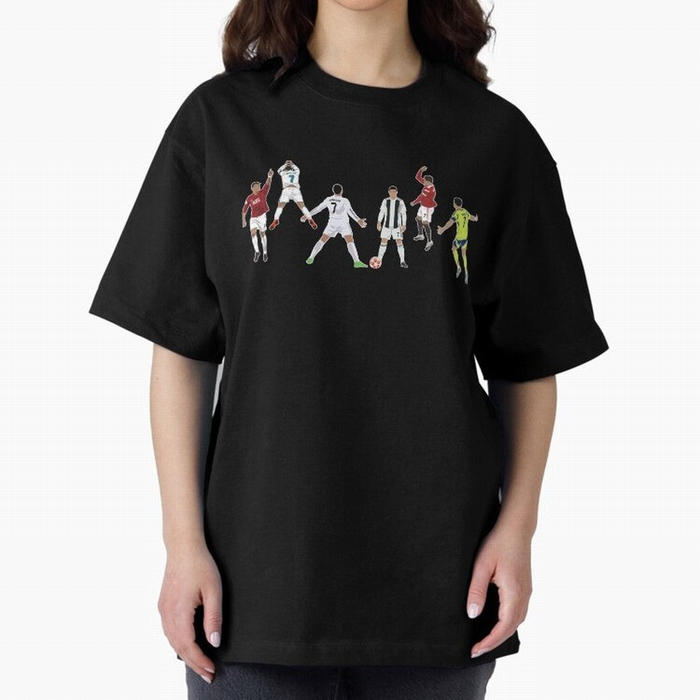 Ronaldo Forever Minimalist Career Goal Celebrations Oversized T-Shirt Make Your Look Match Global Football Passion for FIFA World Cup 2026 USA Canada Mexico, Inspired by Messi and Cristiano Ronaldo, Spain and Netherlands, Tournament Hype, Historic