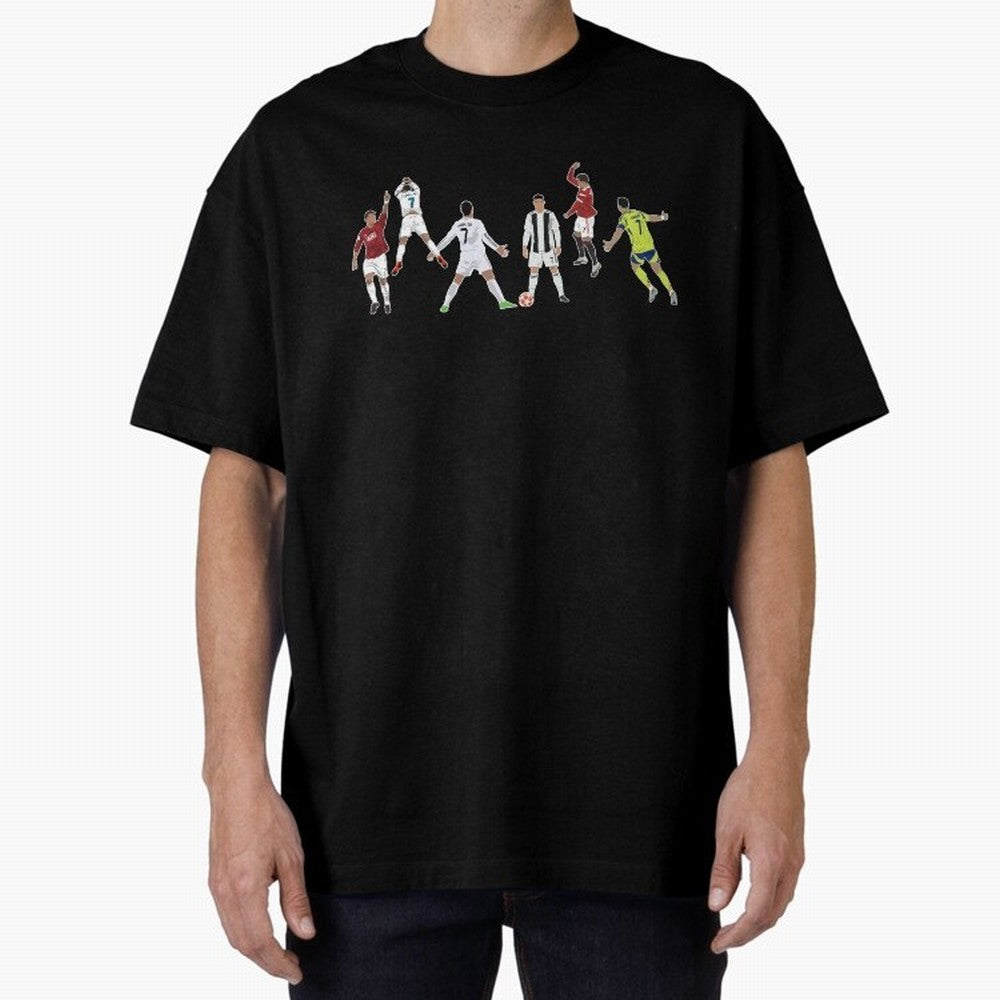 Ronaldo Forever Minimalist Career Goal Celebrations Oversized T-Shirt Make Your Look Match Global Football Passion for FIFA World Cup 2026 USA Canada Mexico, Inspired by Messi and Cristiano Ronaldo, Spain and Netherlands, Tournament Hype, Historic