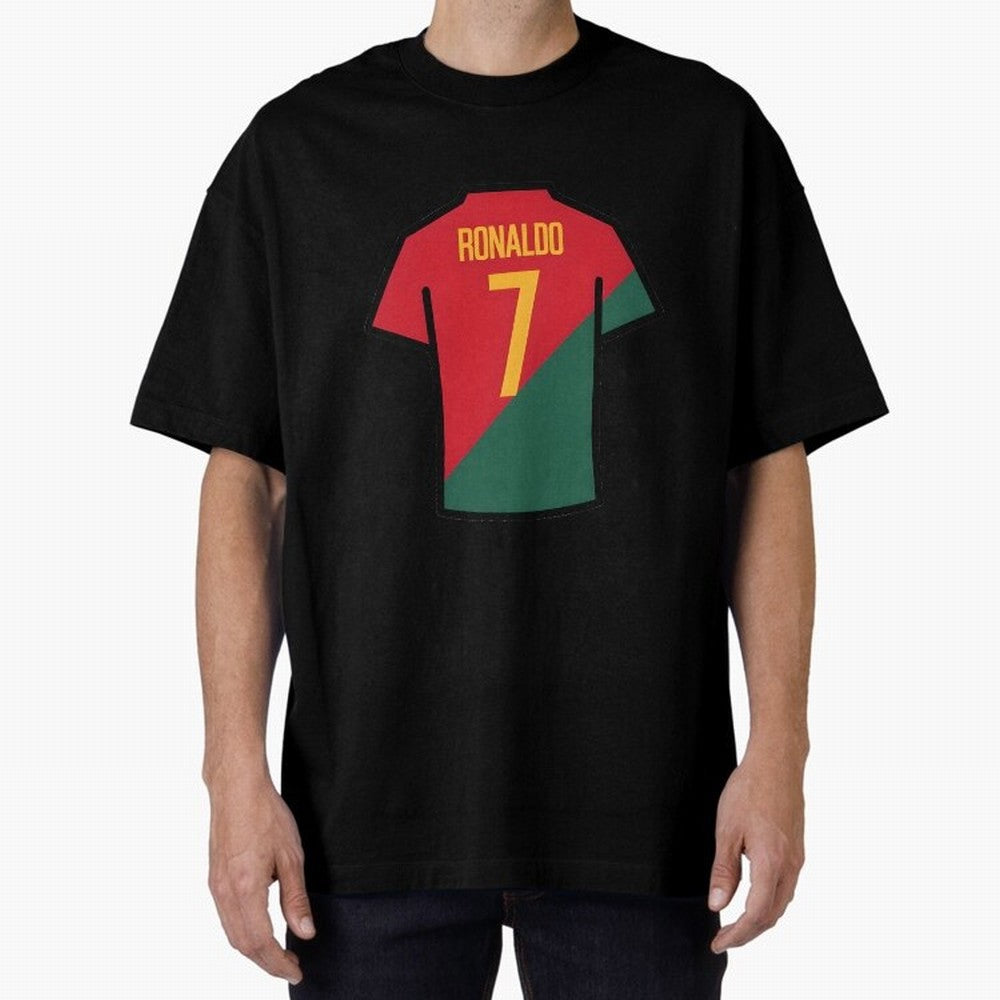 Ronaldo Portugal Jersey Oversized T-Shirt Support FIFA World Cup 2026 Group Stage Celebrating Messi and Cristiano Ronaldo, England and Germany Energy, Sports Nostalgia, International Competition, Famous Players and Unforgettable Victories; Perfect